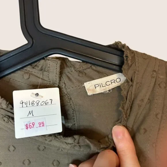 🫒 ANTHRO PILCRO LONG SLEEVE MOCK NECK SWING MINI DRESS OLIVE ARMY GREEN MEDIUM - Picture 7 of 8